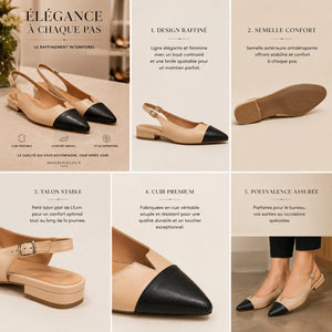 Ballerines Slingback Bicolores – Élégance Chic et Intemporelle