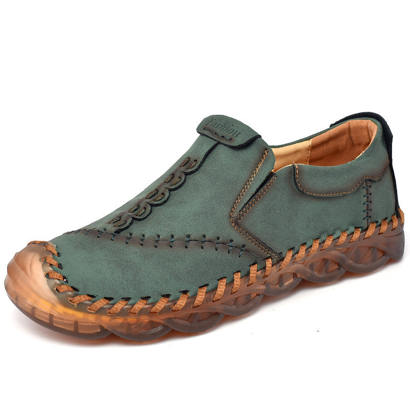 Chaussures casual à enfiler en cuir renforcé ultra-fin avec semelle gommino