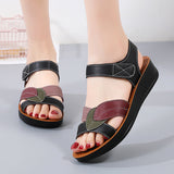 Sandales d'été à semelle épaisse pour femmes, décontractées, antidérapantes et confortables, avec fermeture velcro