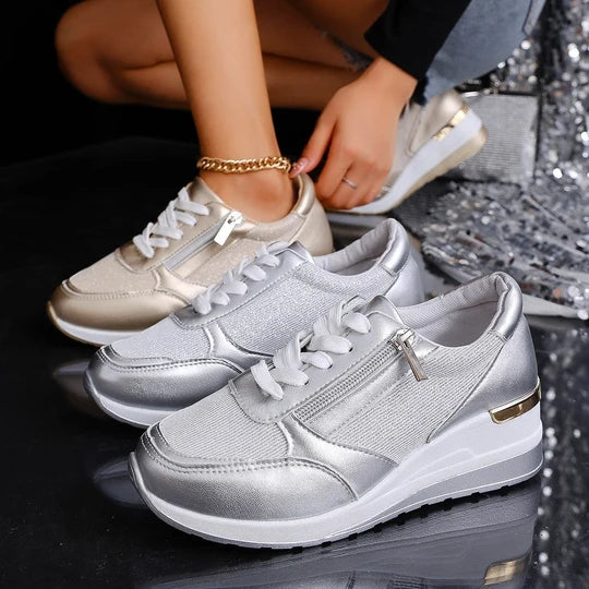 Baskets Femme à Lacets avec Zip Latéral – Semelle Épaisse