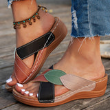Sandales à semelles épaisses pour femme, à lanières croisées et bout ouvert, couleurs assorties