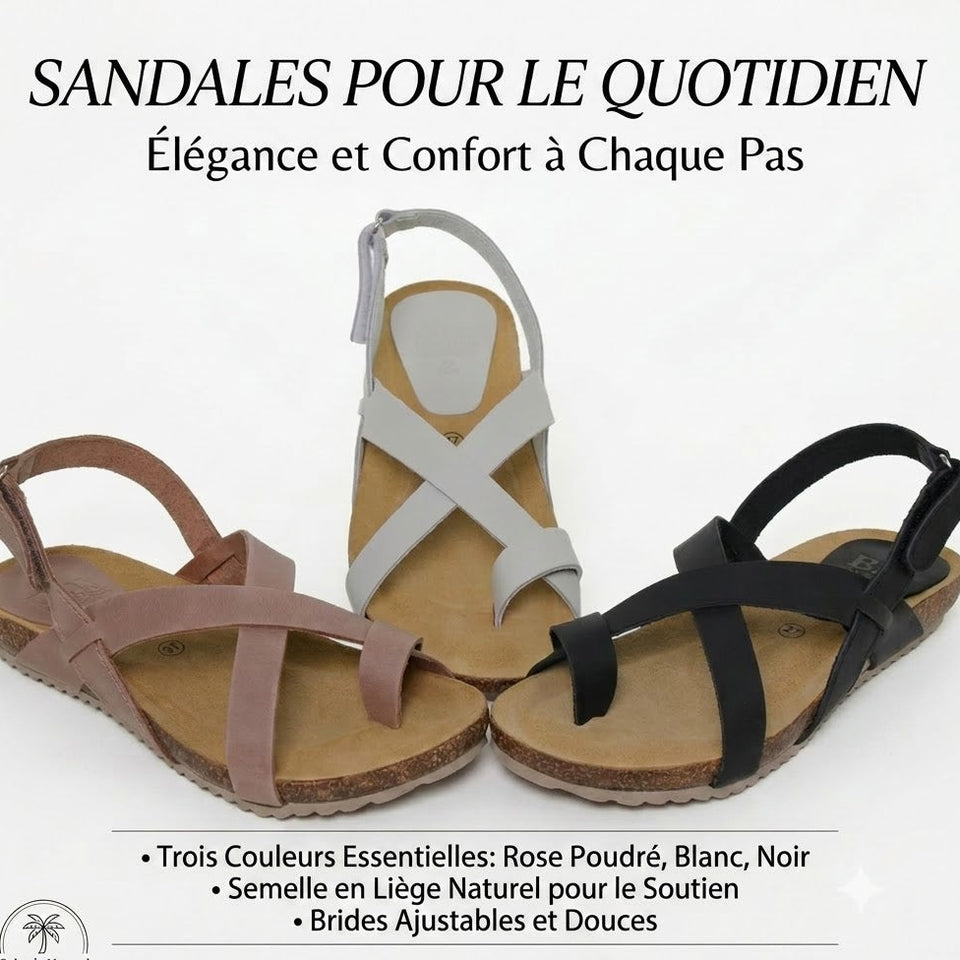 Sandale en cuir pour femme avec compensée basse de 2,5 cm et semelle intérieure rembourrée