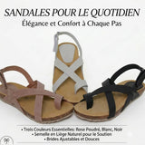 Sandale en cuir pour femme avec compensée basse de 2,5 cm et semelle intérieure rembourrée