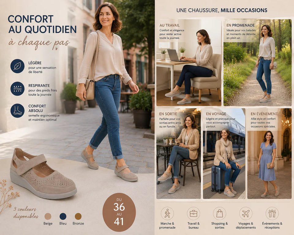 Chaussures velcro confortables pour Femme