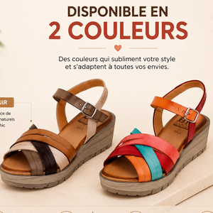 Sandales compensées femme en cuir multicolore – Talon 4,5 cm