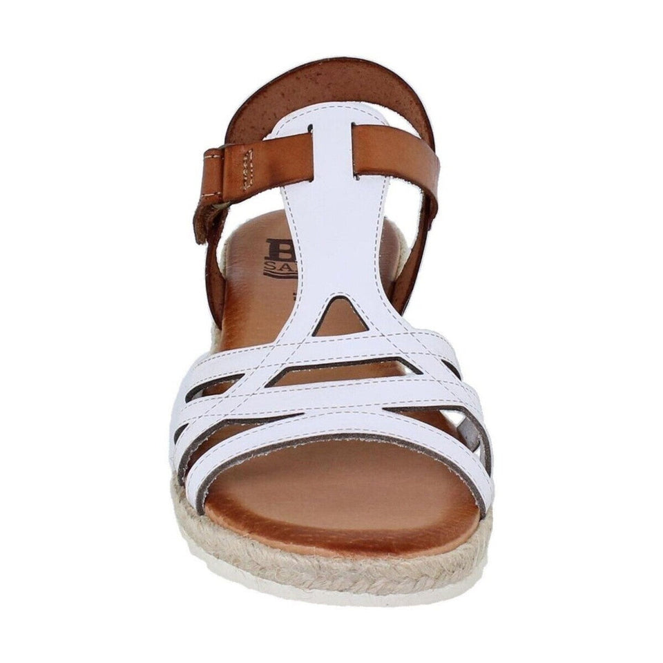 Sandale blanche en cuir – compensée de 3,5 cm