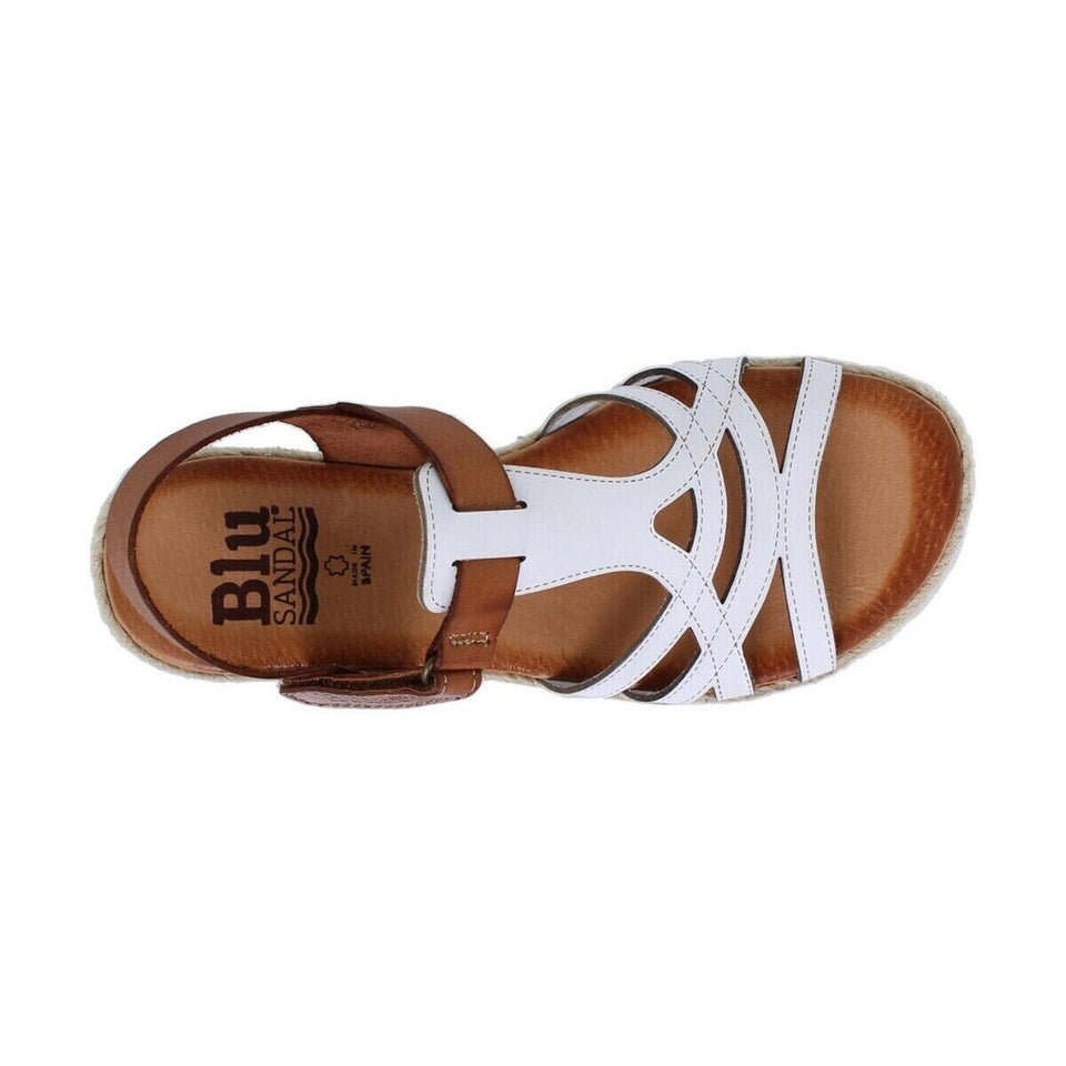 Sandale blanche en cuir – compensée de 3,5 cm