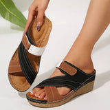 Chaussures légères à talon compensé avec bande Velcro, multicolores