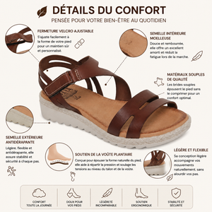 Sandale compensée confortable à brides croisées – Semelle ergonomique, talon de 3,5 cm et maintien optimal