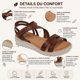 Sandale compensée confortable à brides croisées – Semelle ergonomique, talon de 3,5 cm et maintien optimal