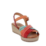 Sandales compensées femme en cuir multicolore – Talon 4,5 cm