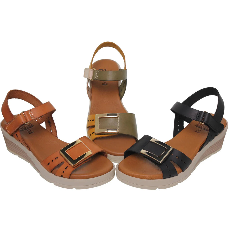 Sandales confortables en cuir pour femme avec bride réglable