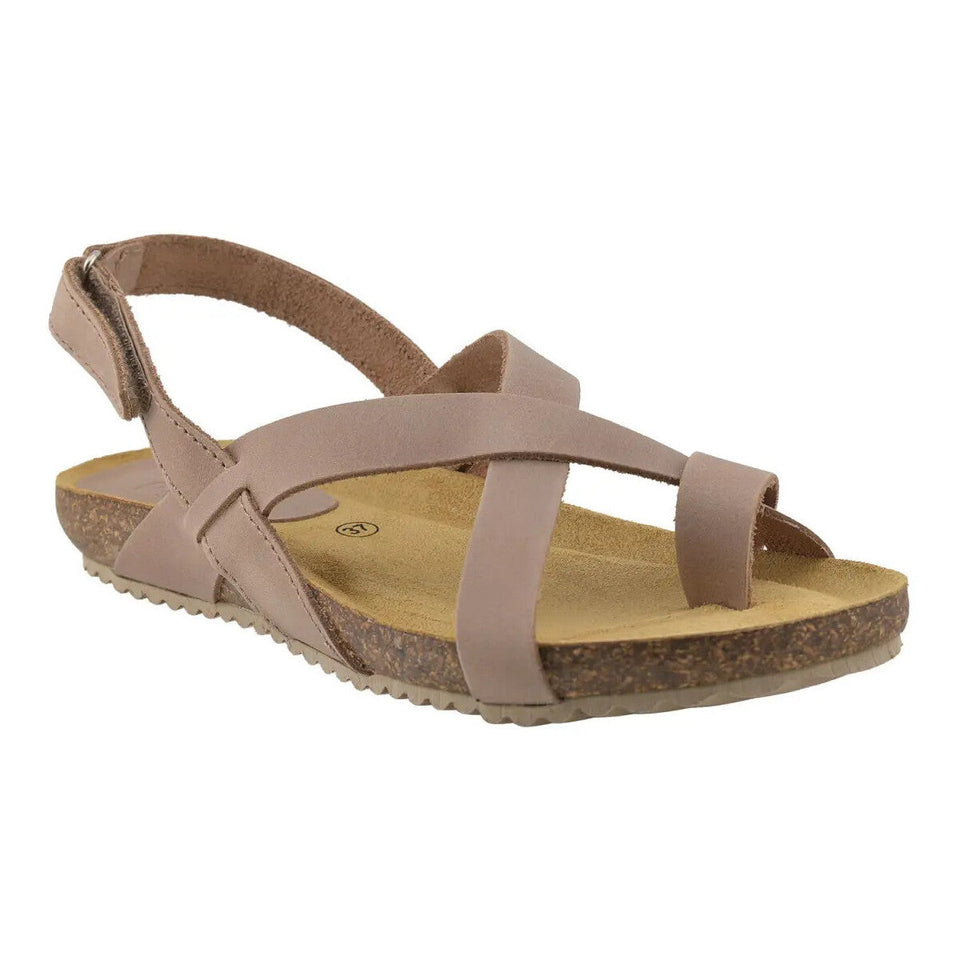 Sandale en cuir pour femme avec compensée basse de 2,5 cm et semelle intérieure rembourrée