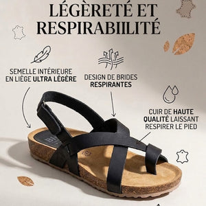 Sandale en cuir pour femme avec compensée basse de 2,5 cm et semelle intérieure rembourrée
