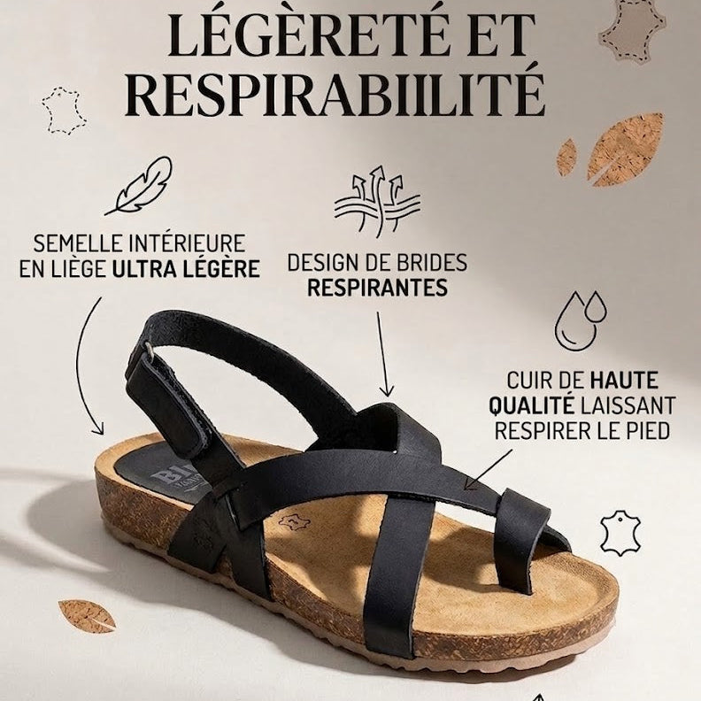 Sandale en cuir pour femme avec compensée basse de 2,5 cm et semelle intérieure rembourrée