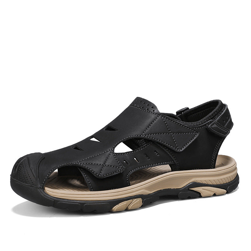 Atmungsaktive Herren-Strandsandalen aus Leder