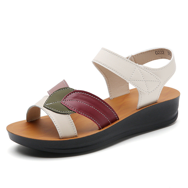 Sandales d'été à semelle épaisse pour femmes, décontractées, antidérapantes et confortables, avec fermeture velcro