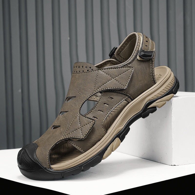 Atmungsaktive Herren-Strandsandalen aus Leder
