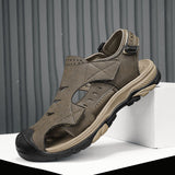 Atmungsaktive Herren-Strandsandalen aus Leder