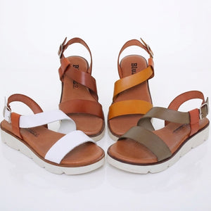 Sandales compensées en cuir pour femme – Talon 3 cm & semelle confort