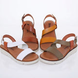 Sandales compensées en cuir pour femme – Talon 3 cm & semelle confort