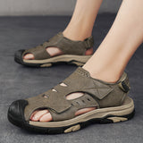 Atmungsaktive Herren-Strandsandalen aus Leder