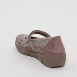 Chaussures compensées femme en textile – Blanc & Taupe
