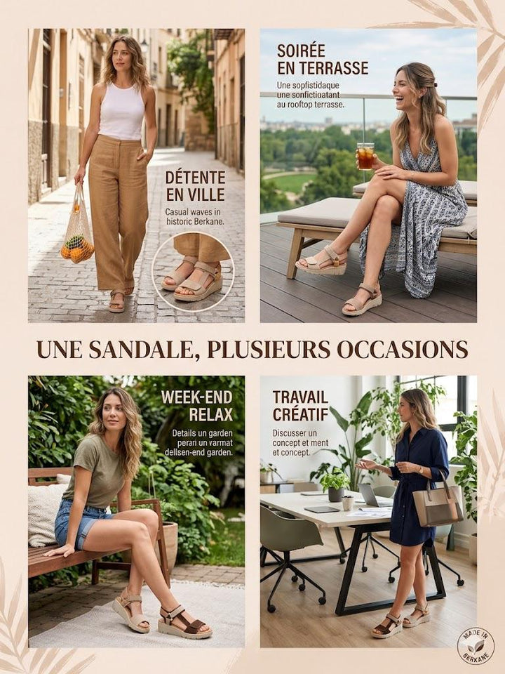 Sandale en Cuir Confort Femme à Scratch