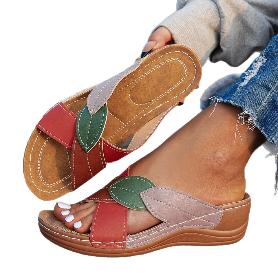 Sandales à semelles épaisses pour femme, à lanières croisées et bout ouvert, couleurs assorties
