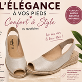 Sandales femme compensées à brillance platine
