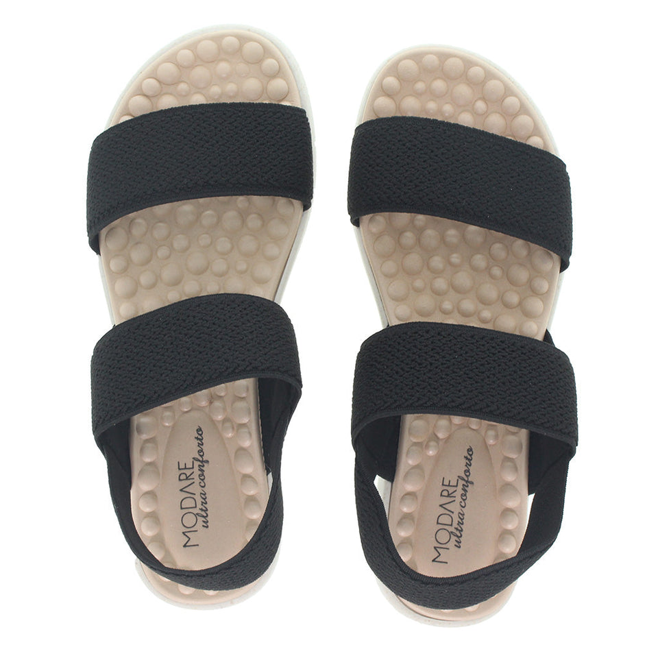 Sandale plate ultra-douce avec double bride élastique pour femmes