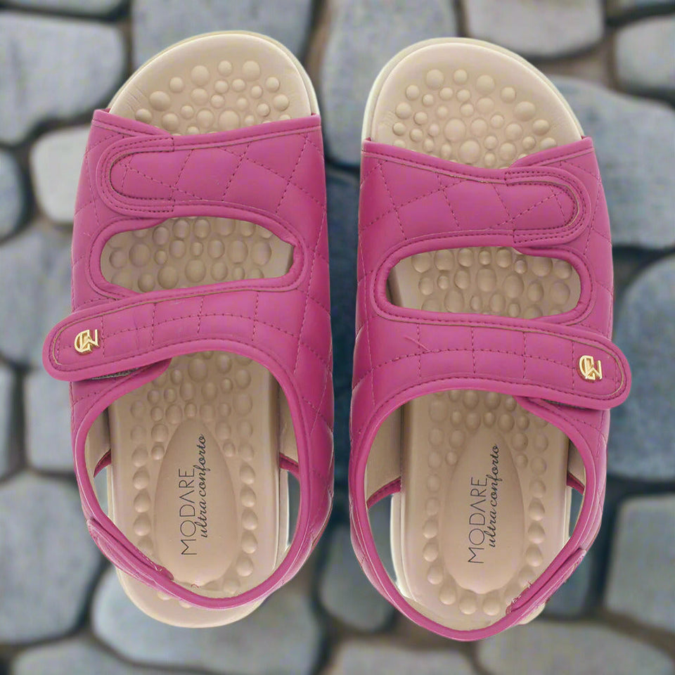 Sandale plate velcro ultra-douce avec semelle Reflex-Sense pour femmes