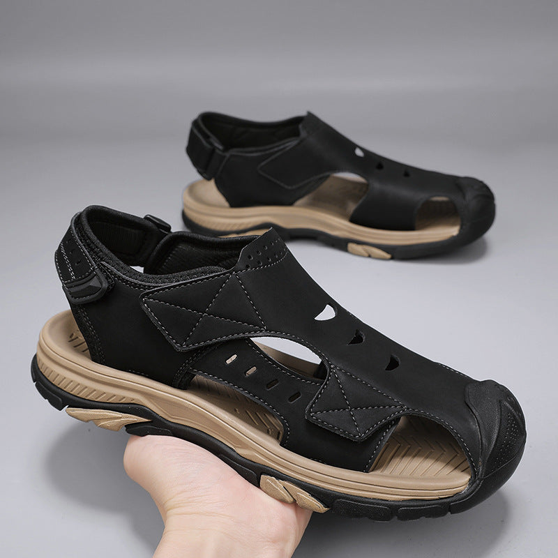 Atmungsaktive Herren-Strandsandalen aus Leder