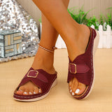 Sandales compensées à boucles d'été, à bout ouvert, avec semelle compensée