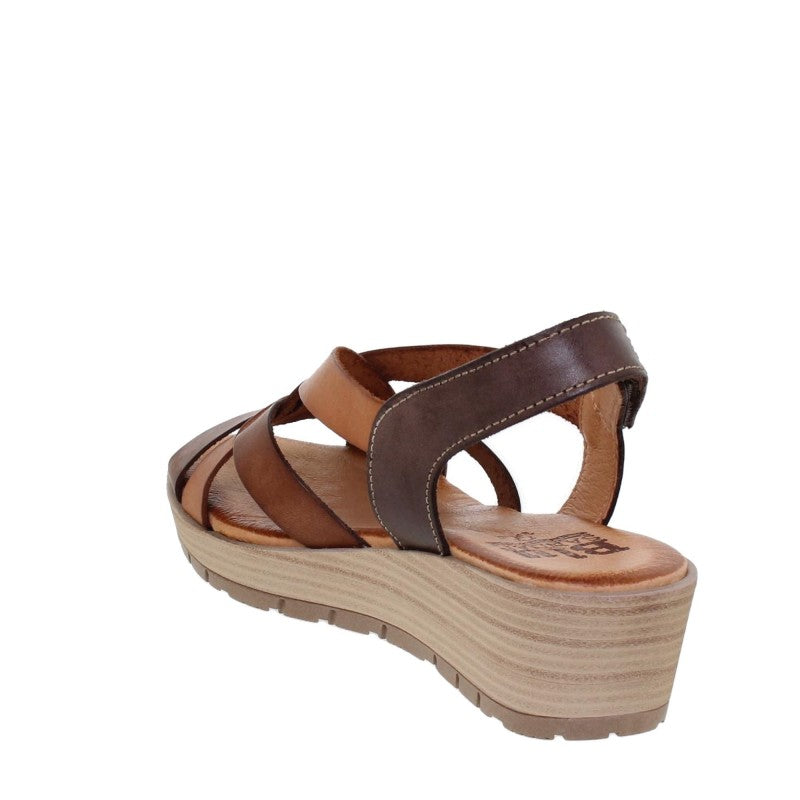 Sandales compensées femme en cuir – Multi-cuir & Blanc