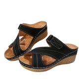 Chaussures légères à talon compensé avec bande Velcro, multicolores