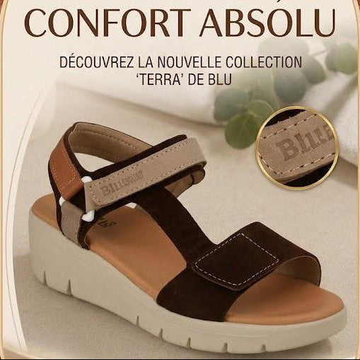 Sandale en Cuir Confort Femme à Scratch