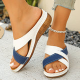 Sandales à talon compensé pour femme à motif uni