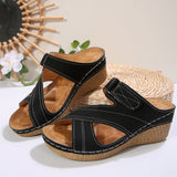 Chaussures légères à talon compensé avec bande Velcro, multicolores