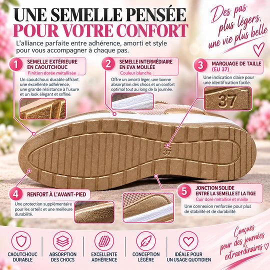 Baskets Femme à Lacets avec Zip Latéral – Semelle Épaisse
