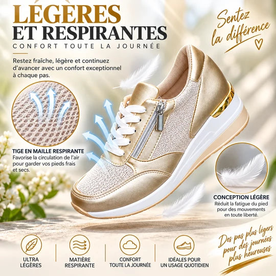 Baskets Femme à Lacets avec Zip Latéral – Semelle Épaisse