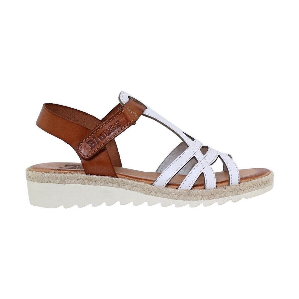 Sandale blanche en cuir – compensée de 3,5 cm