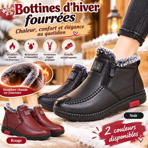 Bottines Femme Fourrées – Fermeture Zippée, Style Rétro et Confort Thermique