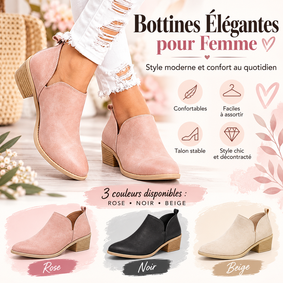 Bottines femme rétro à talons hauts – Style automnal