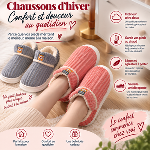 Chaussons Fourrés pour Homme & Femme – Semelle Épaisse, Chaleur & Confort
