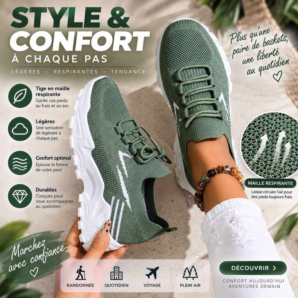 Chaussures de sport décontractées pour femme, élégantes, légères et à semelle souple