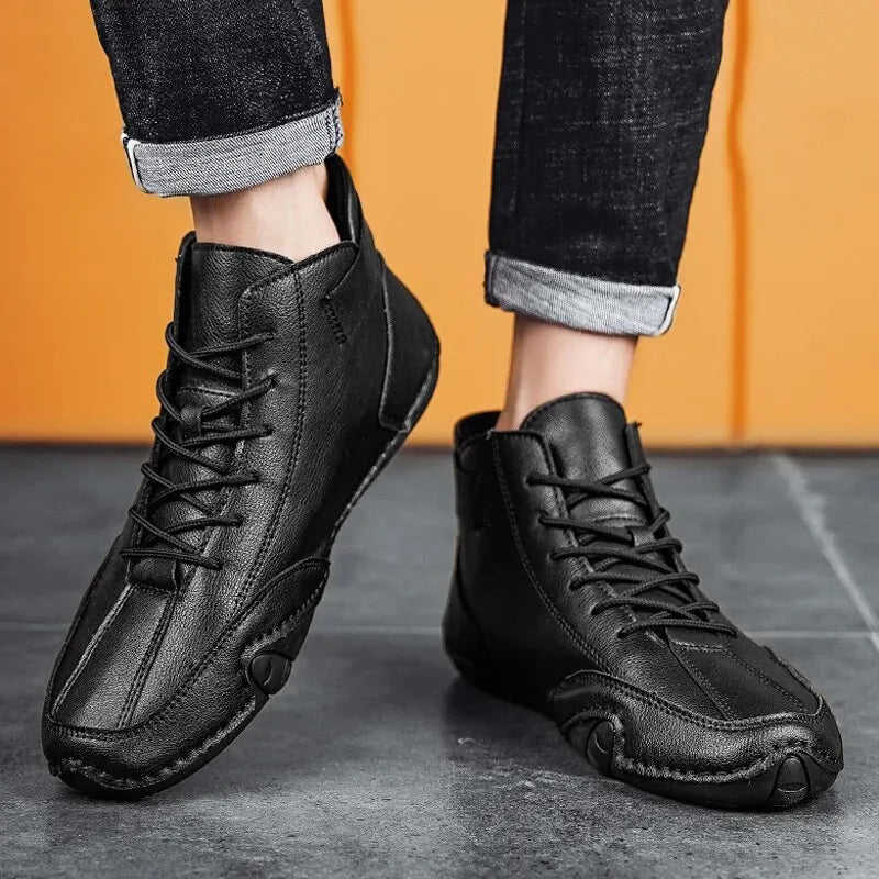 Élégance Hivernale - Bottes en Cuir Pour Hommes