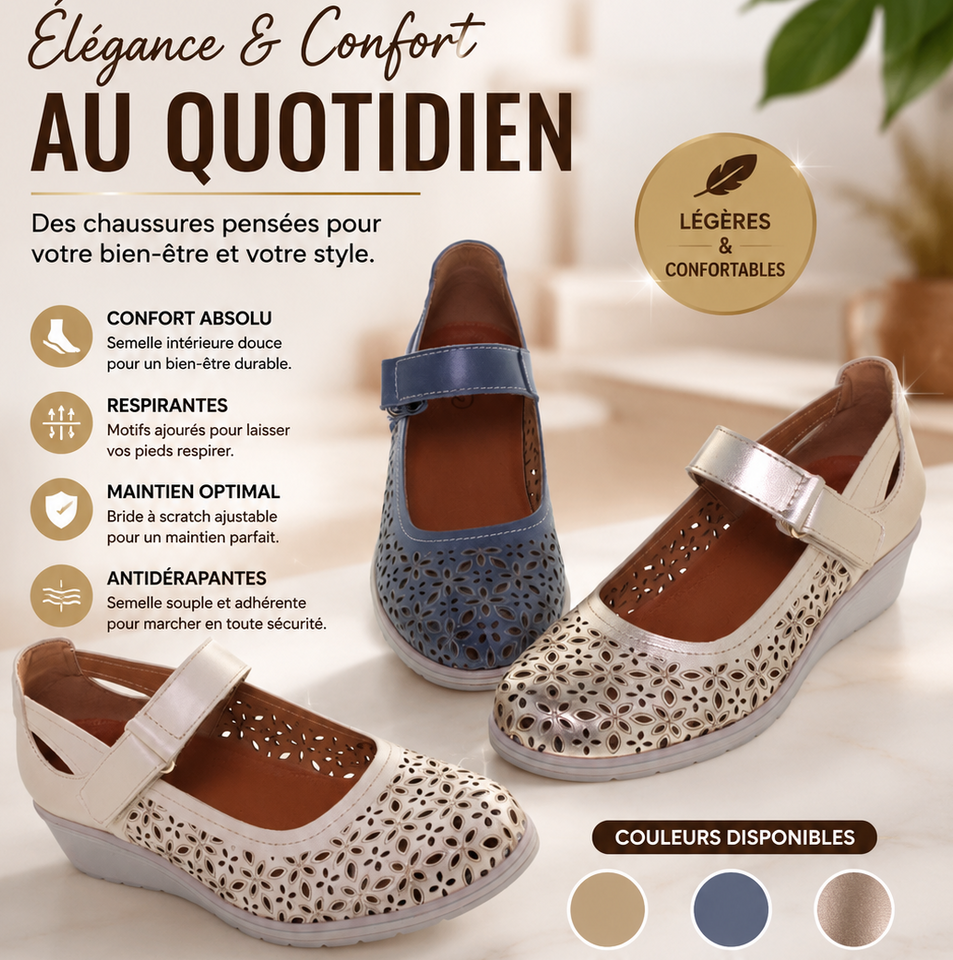 Chaussures Confort Femme en Cuir – Légères, Respirantes & Semelle Ergonomique