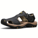 sandales fermées en cuir véritable pour homme et femme