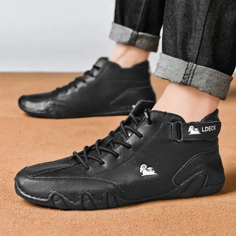 Élégance Hivernale - Bottes en Cuir Pour Hommes